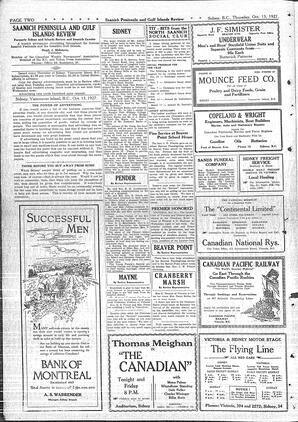 Saanich Peninsula And Gulf Islands Review Thu, October 13, 1927 (Page 2)