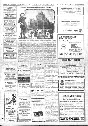 Saanich Peninsula And Gulf Islands Review Thu, July 28, 1927 (Page 3)