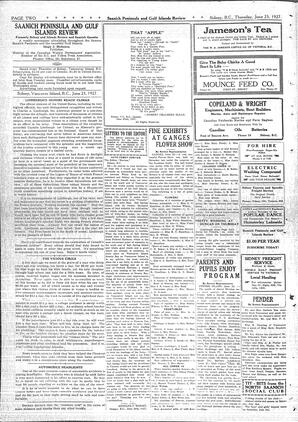 Saanich Peninsula And Gulf Islands Review Thu, June 23, 1927 (Page 2)