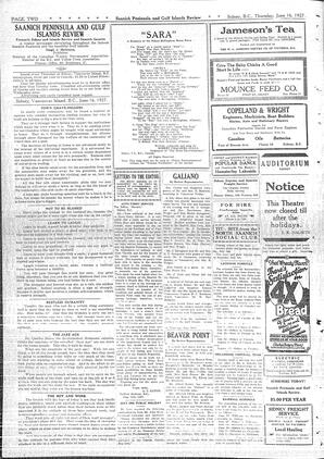 Saanich Peninsula And Gulf Islands Review Thu, June 16, 1927 (Page 2)