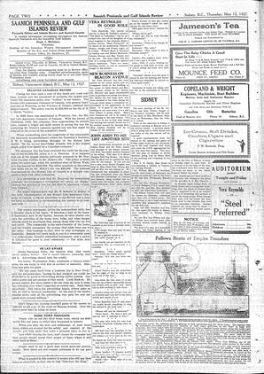 Saanich Peninsula And Gulf Islands Review Thu, May 12, 1927 (Page 2)