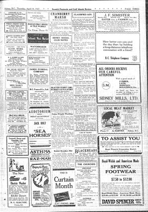 Saanich Peninsula And Gulf Islands Review Thu, April 14, 1927 (Page 3)