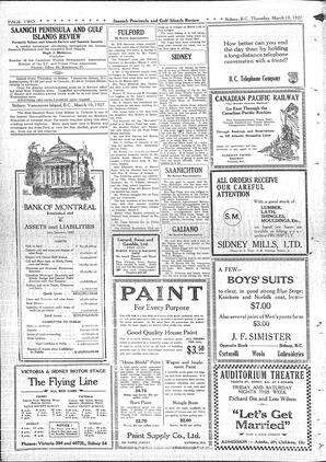 Saanich Peninsula And Gulf Islands Review Thu, March 10, 1927 (Page 2)