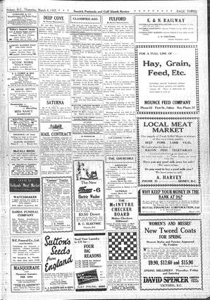 Saanich Peninsula And Gulf Islands Review Thu, March 3, 1927 (Page 3)