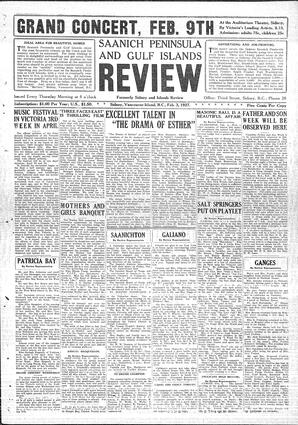 Saanich Peninsula And Gulf Islands Review Thu, February 3, 1927 (Page 1)