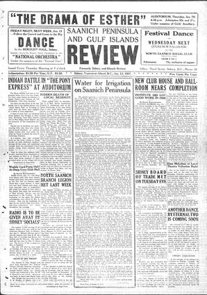 Saanich Peninsula And Gulf Islands Review Thu, January 13, 1927 (Page 1)