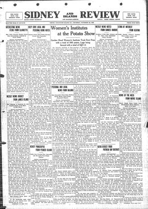 Sidney And Islands Review Thu, November 22, 1923 (Page 1)