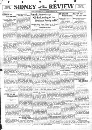 Sidney And Islands Review Thu, April 12, 1923 (Page 1)