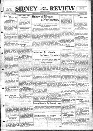 Sidney And Islands Review Thu, August 3, 1922 (Page 1)