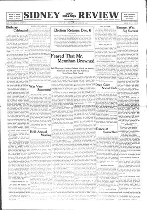 Sidney And Islands Review Thu, December 1, 1921 (Page 1)