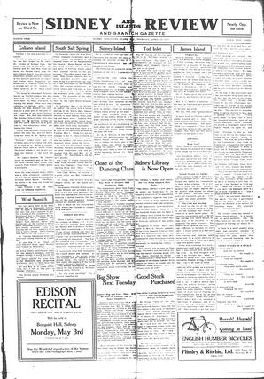 Sidney And Islands Review Thu, April 29, 1920 (Page 1)
