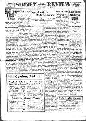 Sidney And Islands Review Thu, October 2, 1919 (Page 1)