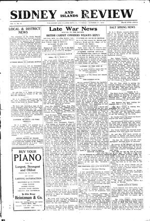 Sidney And Islands Review Thu, October 24, 1918 (Page 1)