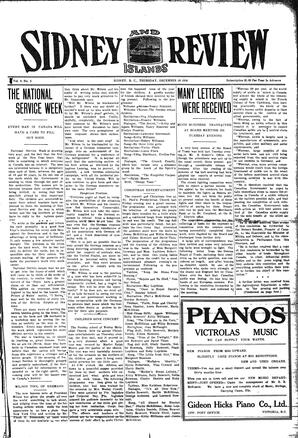 Sidney And Islands Review Thu, December 28, 1916 (Page 1)