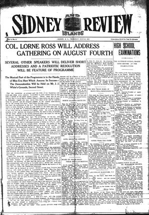 Sidney And Islands Review Thu, July 29, 1915 (Page 1)