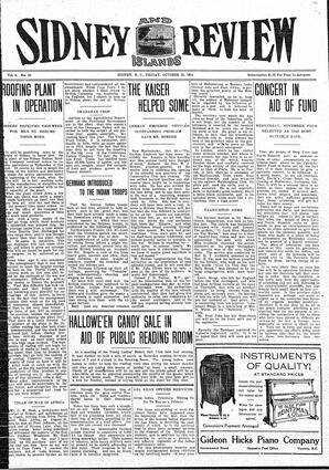 Sidney And Islands Review Fri, October 30, 1914 (Page 1)
