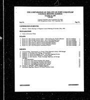 1993-11-01 - City of Port Coquitlam Council Meeting - Agenda