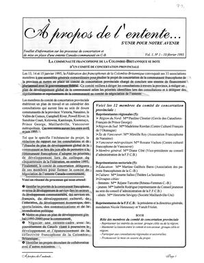   À PROPOS DE L'ENTENTE - FFCB, 1995   , page 1