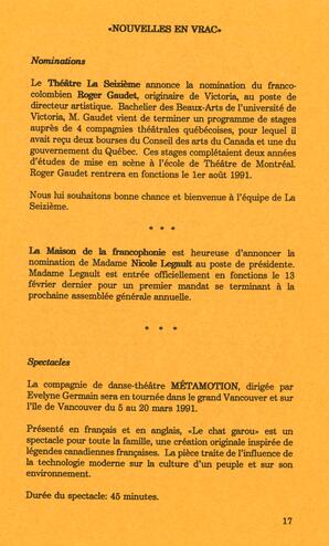   DANS L'CADRE, 1991   , page 19