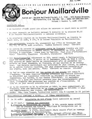   BONJOUR MAILLARDVILLE, 1984   , page 1