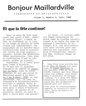   BONJOUR MAILLARDVILLE, 1989   , page 1