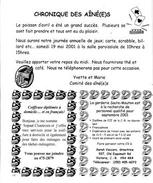   LE R�VERB�RE �CLAIR�, 2001   , page 14