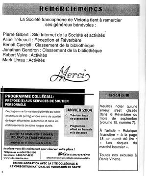   LE RÉVERBÈRE, 2003   , page 8