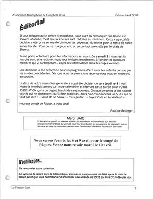   LE FRANCO-LIEN, 2007   , page 2
