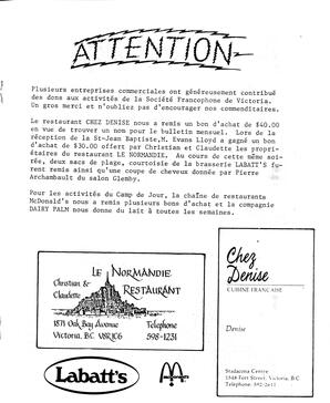   BULLETIN MENSUEL, 1985   , page 9