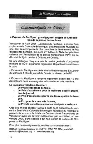   LE MOUSTIQUE PACIFIQUE, 2004   , page 16