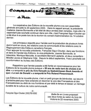   LE MOUSTIQUE PACIFIQUE, 2003   , page 15