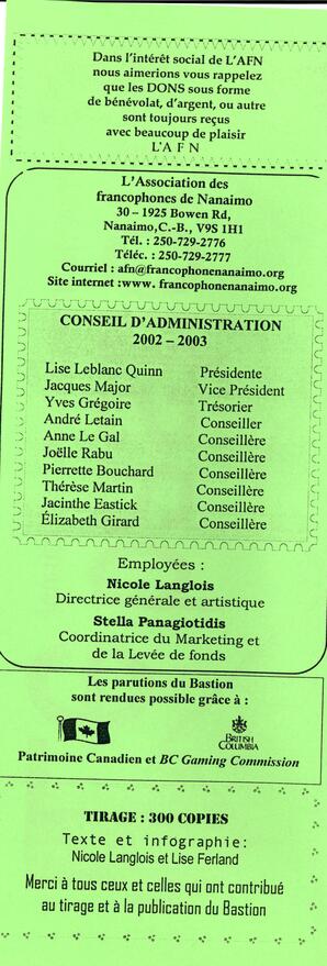   LE BASTION DE NANAIMO, 2003   , page 2