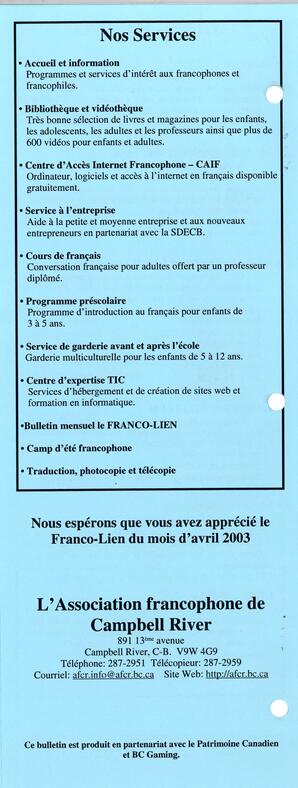  LE FRANCO-LIEN, 2003   , page 9