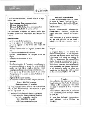   LE BASTION DE NANAIMO, 2001   , page 12