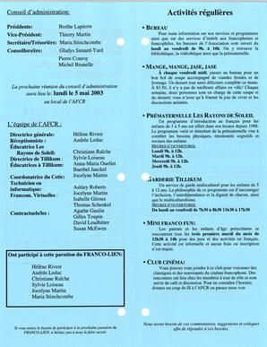   LE FRANCO-LIEN, 2003   , page 2