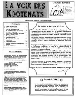   LA VOIX DES KOOTENAYS, 2003   , page 1