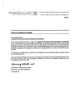   ÉTATS FINANCIERS - FR, 2016   , page 2