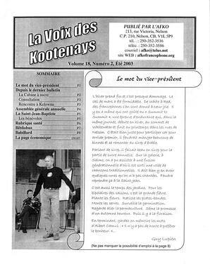   LA VOIX DES KOOTENAYS, 2003   , page 1