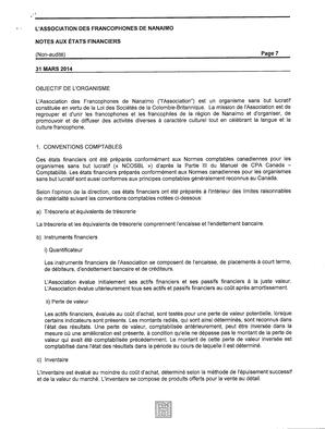   ÉTATS FINANCIERS - FR, 2014   , page 7