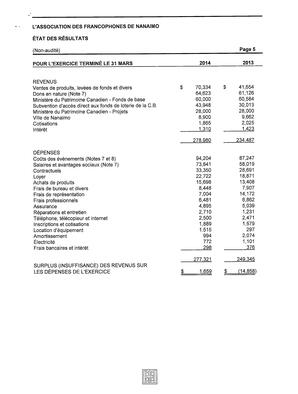   ÉTATS FINANCIERS - FR, 2014   , page 5