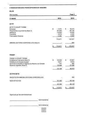   ÉTATS FINANCIERS - FR, 2014   , page 3