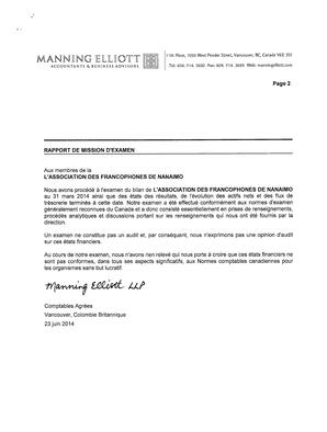  ÉTATS FINANCIERS - FR, 2014   , page 2