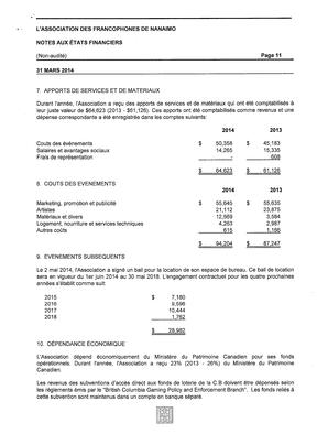   ÉTATS FINANCIERS - FR, 2014   , page 11