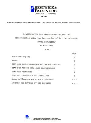   ÉTATS FINANCIERS - FR, 1999   , page 2