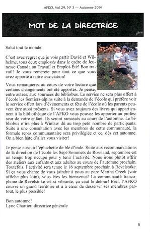   LA VOIX DES KOOTENAYS, 2014   , page 5