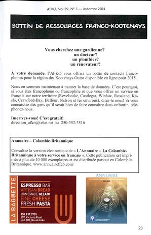   LA VOIX DES KOOTENAYS, 2014   , page 23