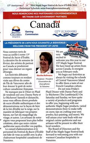   MAPLE SUGAR FESTIVAL DU SUCRE D'ÉRABLE, 2016   , page 5