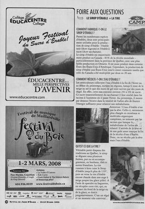   MAPLE SUGAR FESTIVAL DU SUCRE D'ÉRABLE, 2008   , page 28