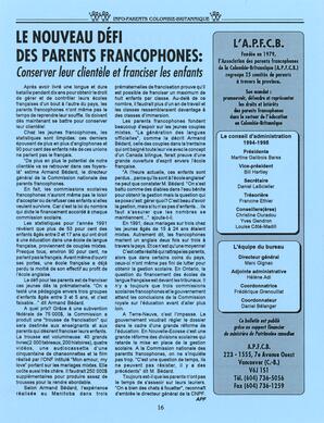   INFO-PARENTS COLOMBIE-BRITANNIQUE, 1994   , page 16