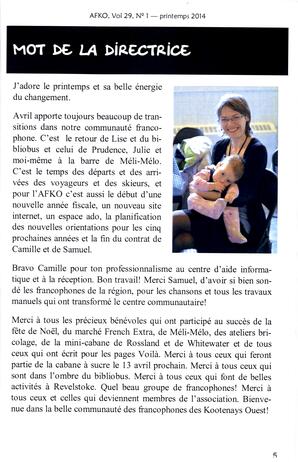   LA VOIX DES KOOTENAYS, 2014   , page 5